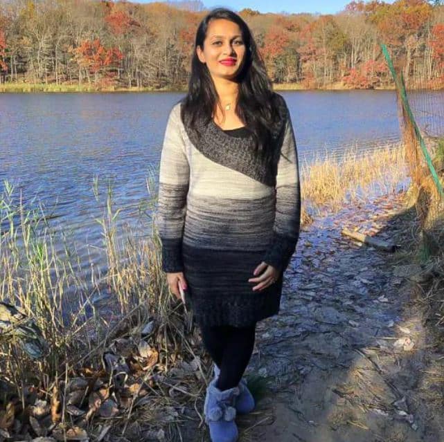 Tulsi Amin portrait near lake in Autumn