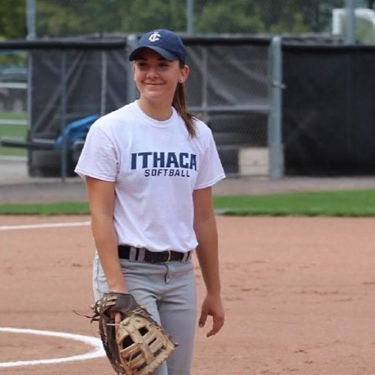 Alexandra Wright playing softball