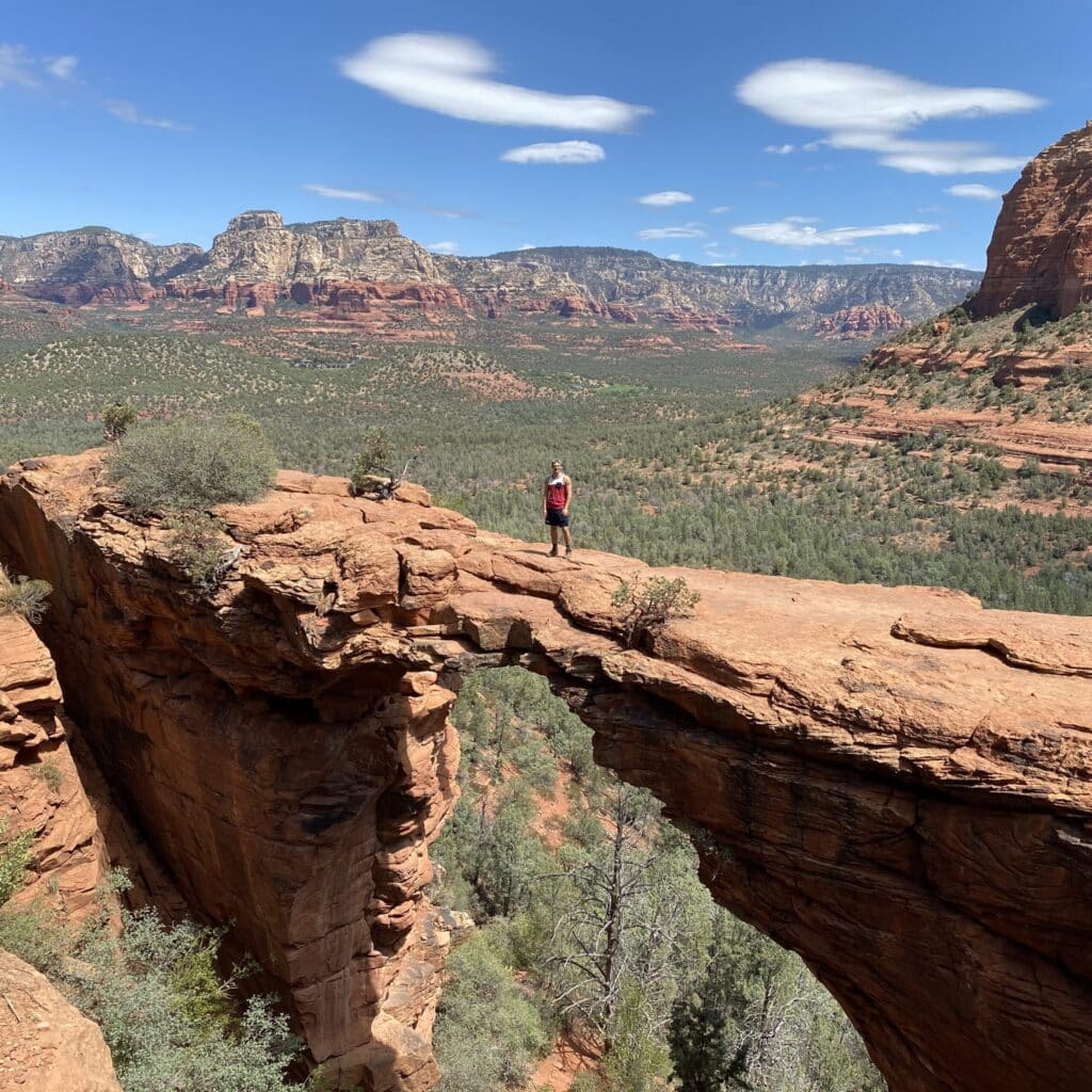 Daniel Meyers standing on top of devils bridge