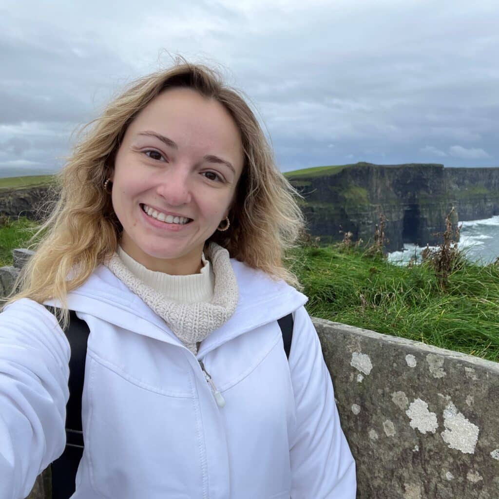 Georgina Genovese selfie in front of mountain