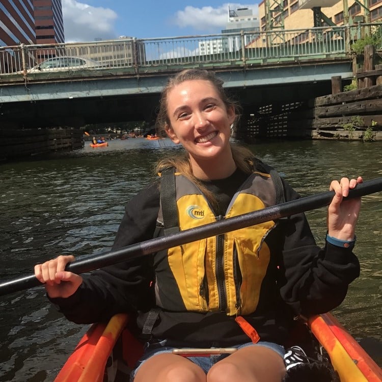 Jenna Evans on a canoe