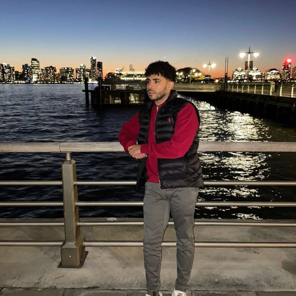 Moataz Abdelnabi in front of the hudson river