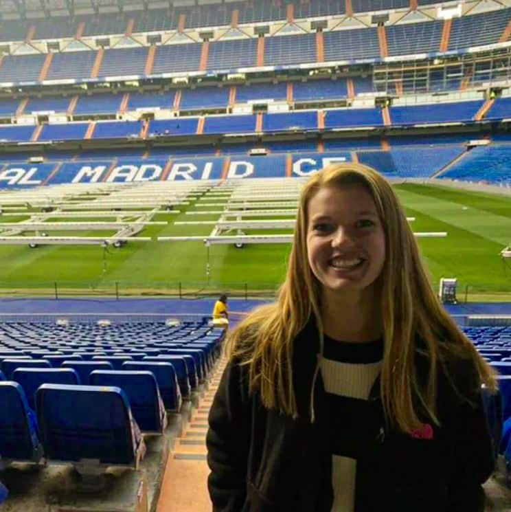 Meredith Nothel in the Stadium of Real Madrid soccer club