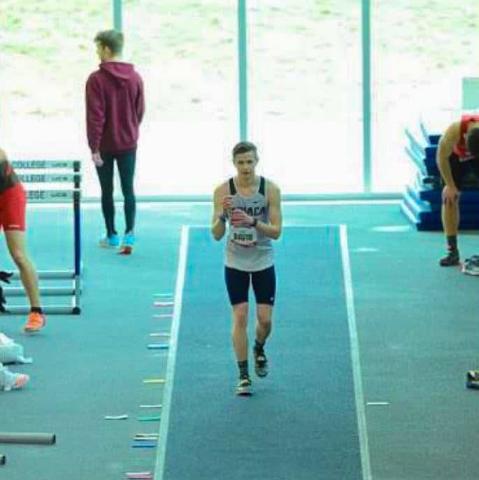 Kyle Davis in gym preparing for longjump