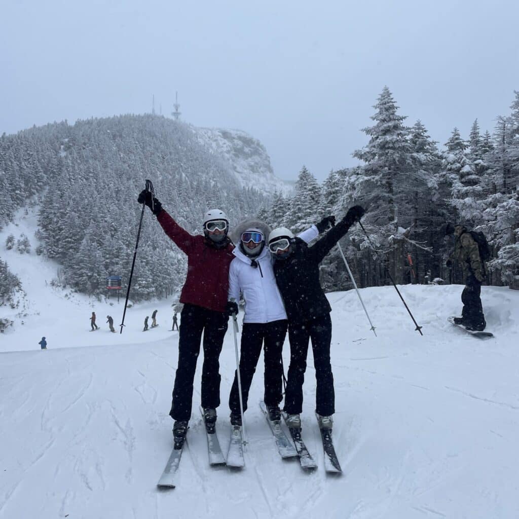 Trisha Sheth on a ski mountain with friends