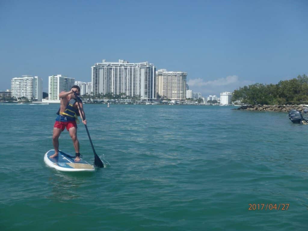 Donald Zerio paddleboarding