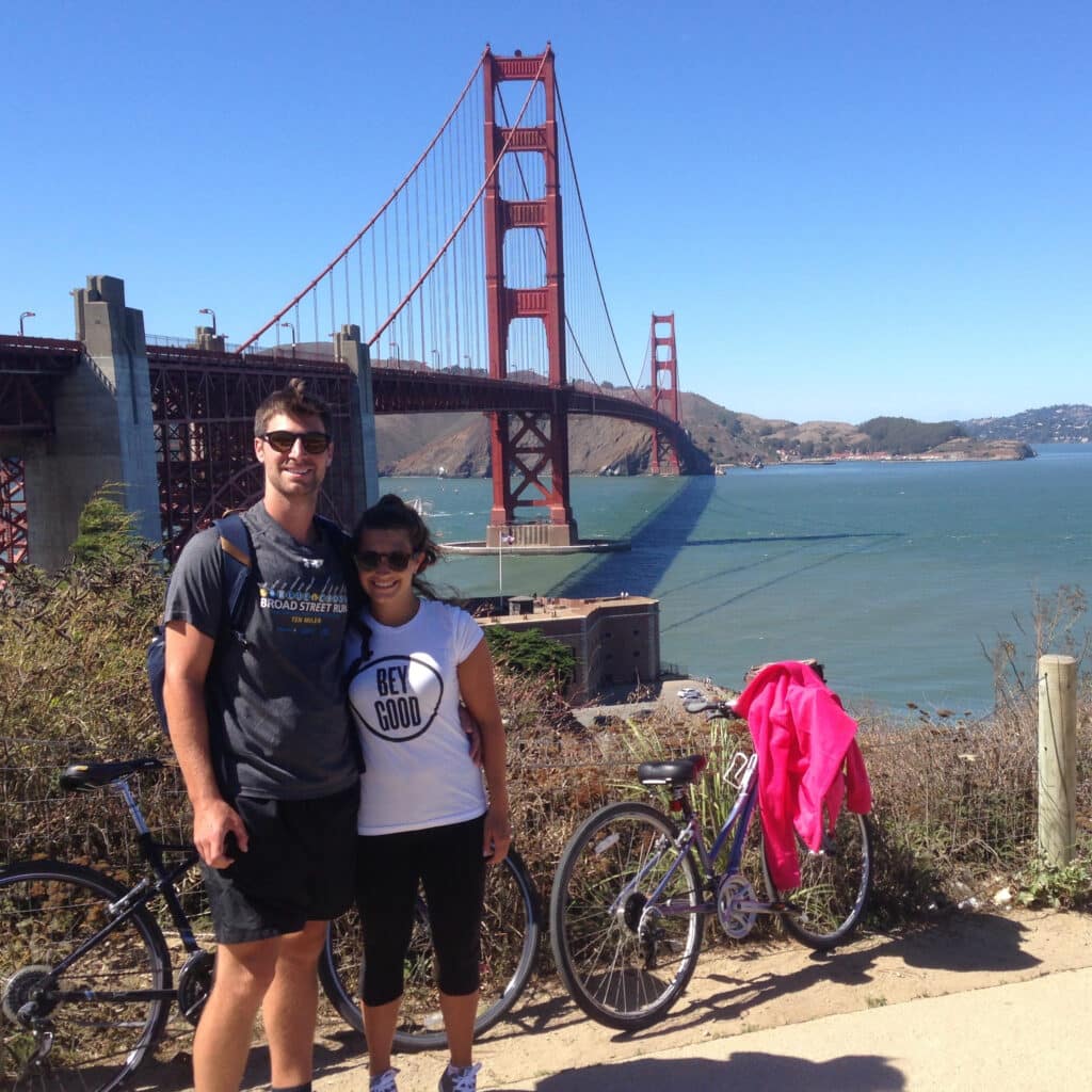 John Mackarey with friend near golden gate bridge