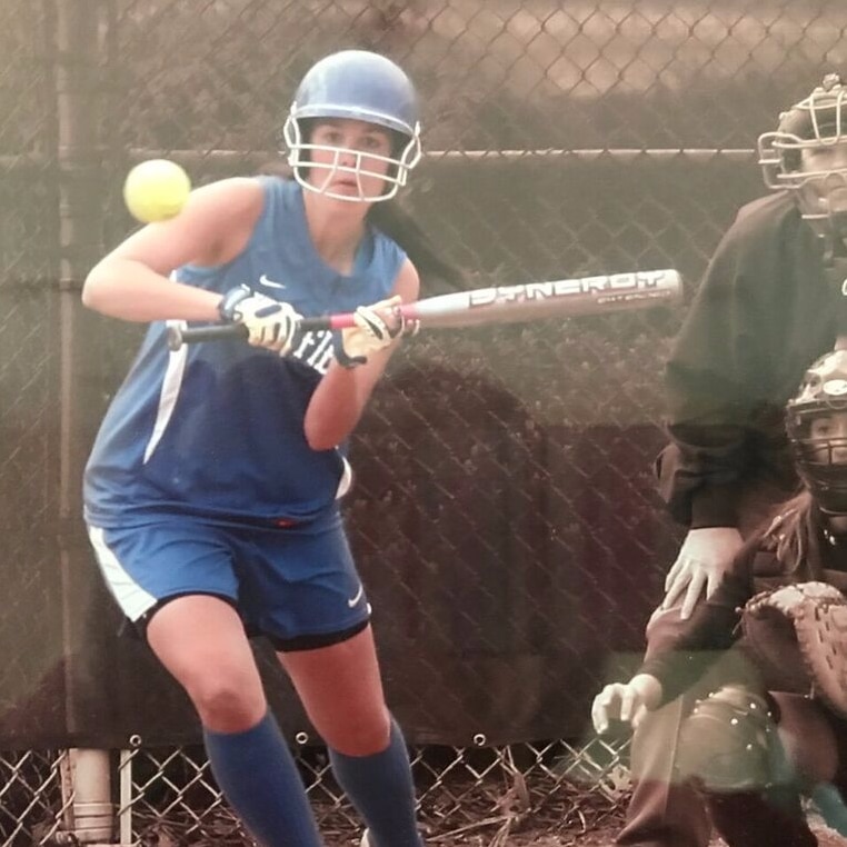 Kate Esler playing baseball