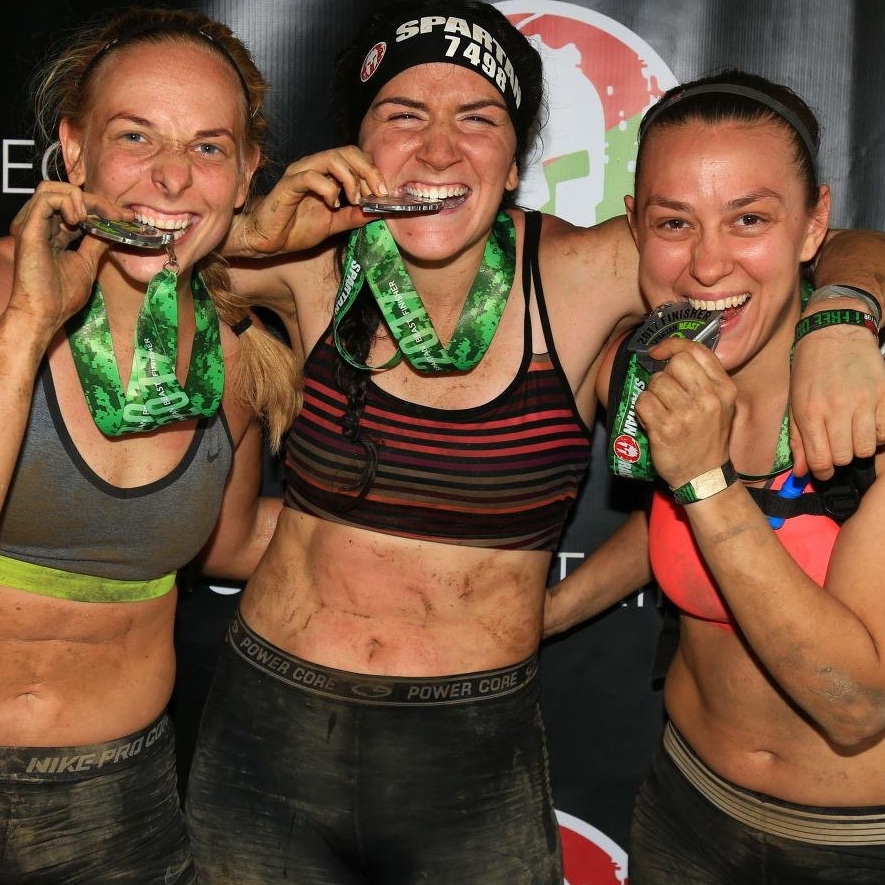 Kristen Markoe after spartan race with friends