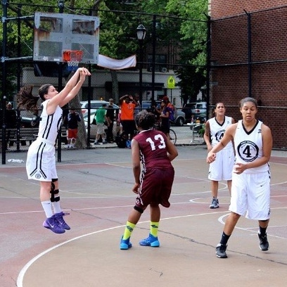 Kristen Markoe playing basketball