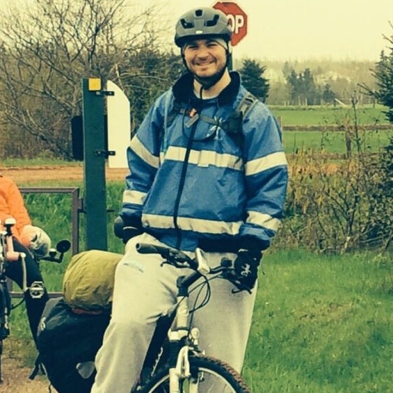 Kyle Stupi on a trekking bike