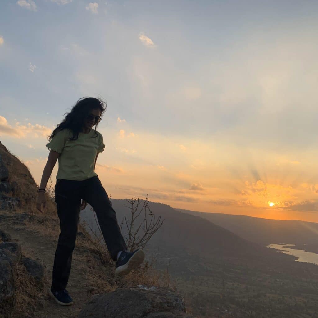 shrusti mehta hiking during sunset