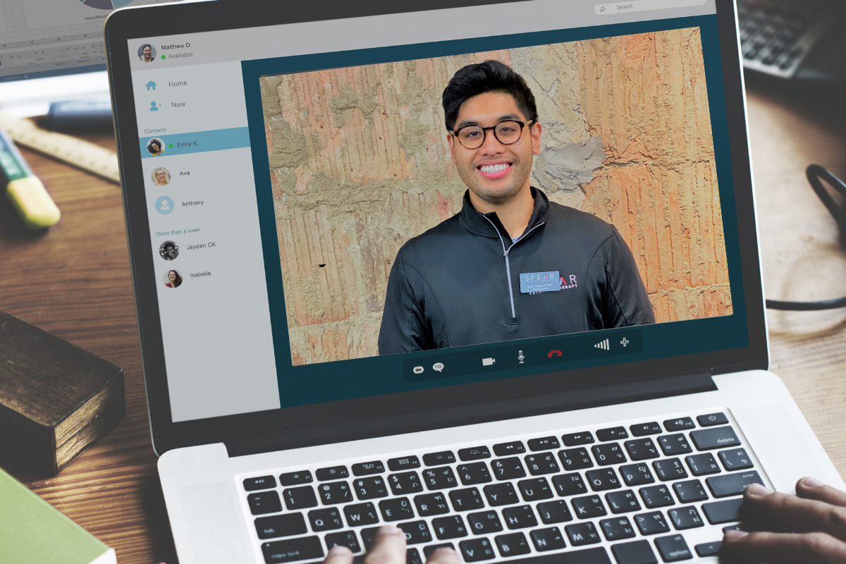 Physical Therapy instructor on laptop screen