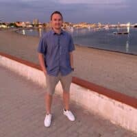 Dave Gardiner walking a boardwalk