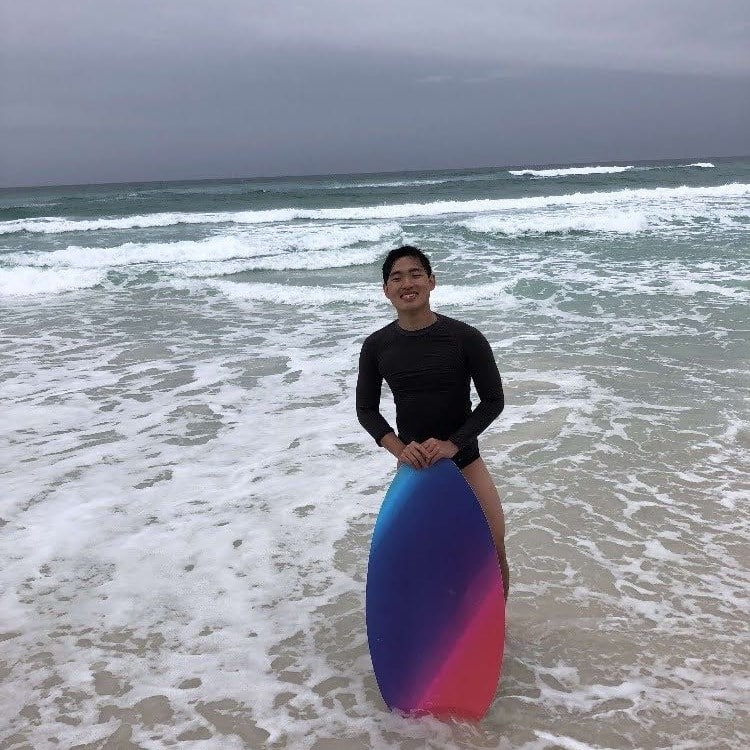 David Jiang surfing