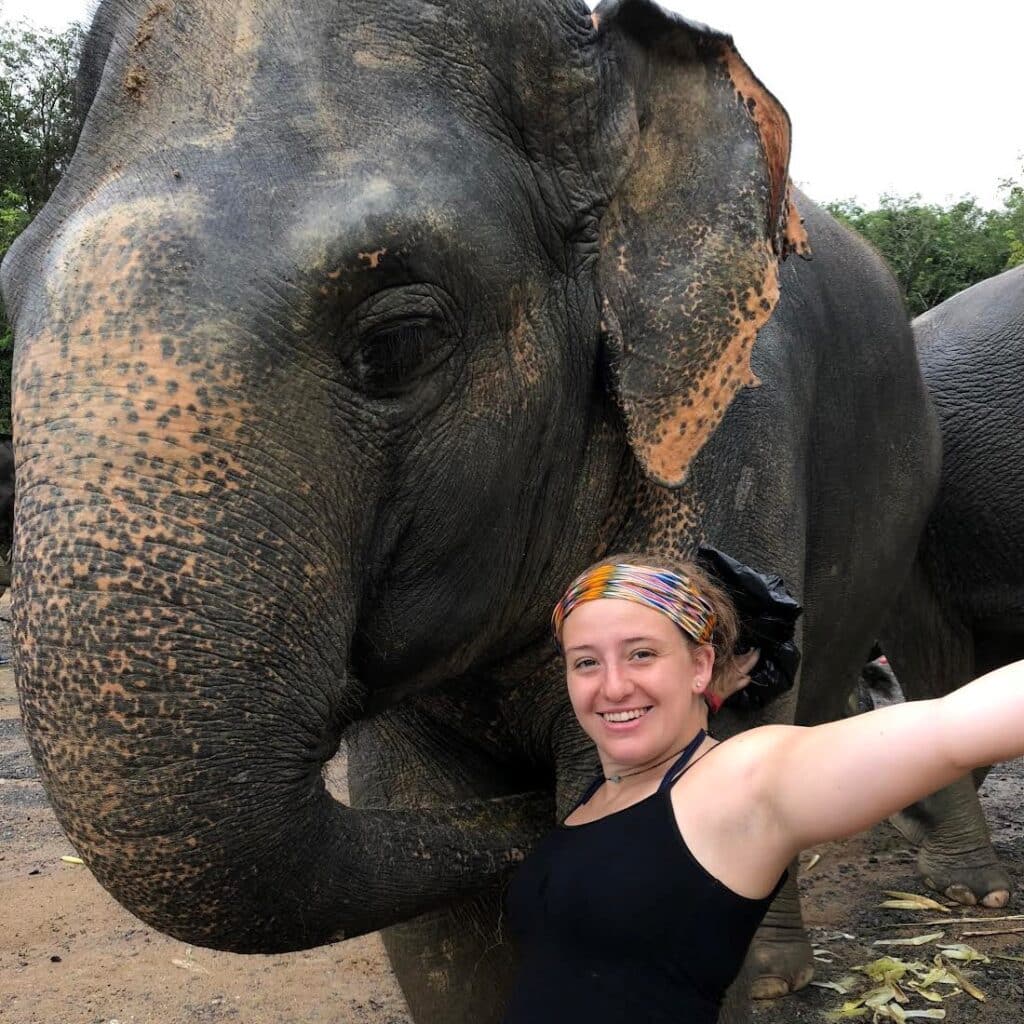 Erica Aborlleile with elephant