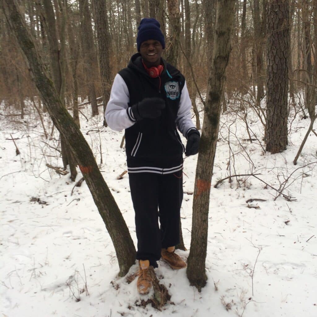 Leke Abiodun in snow forest