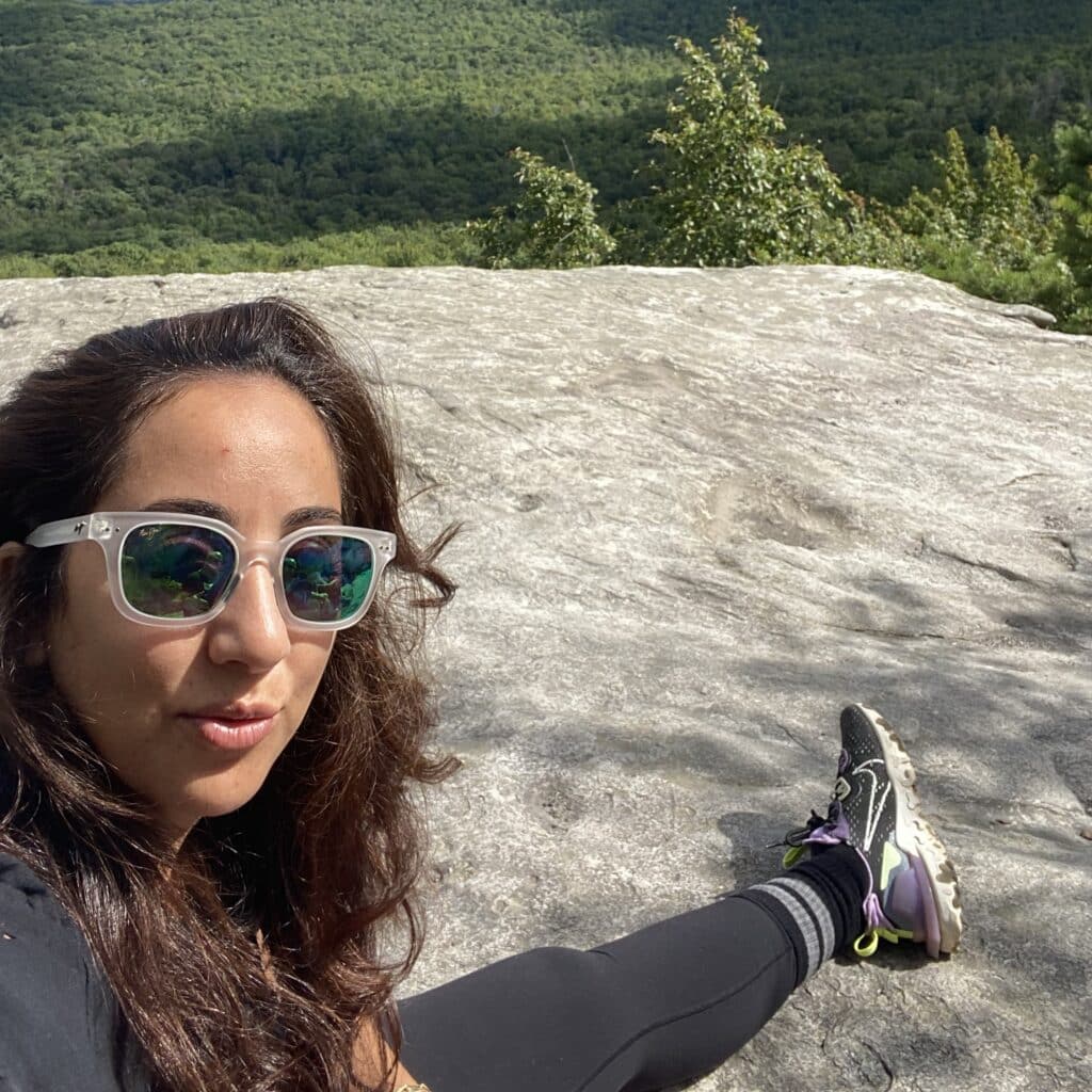 Lily Hudson selfie on a rock