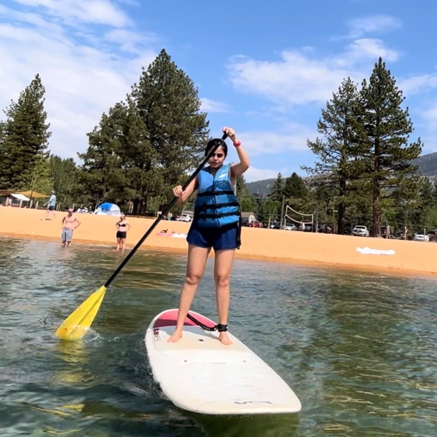 Maitrei Shah paddle boarding