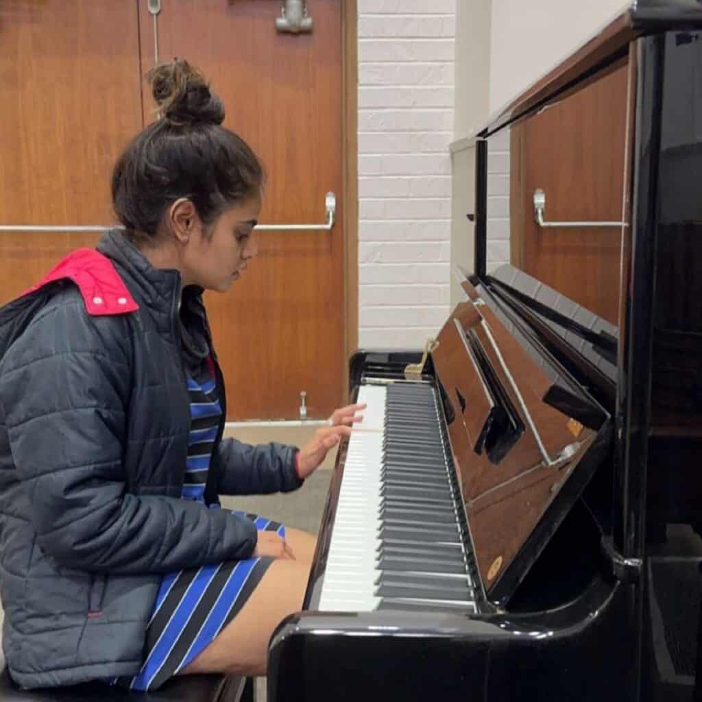 Maitrei Shah playing piano