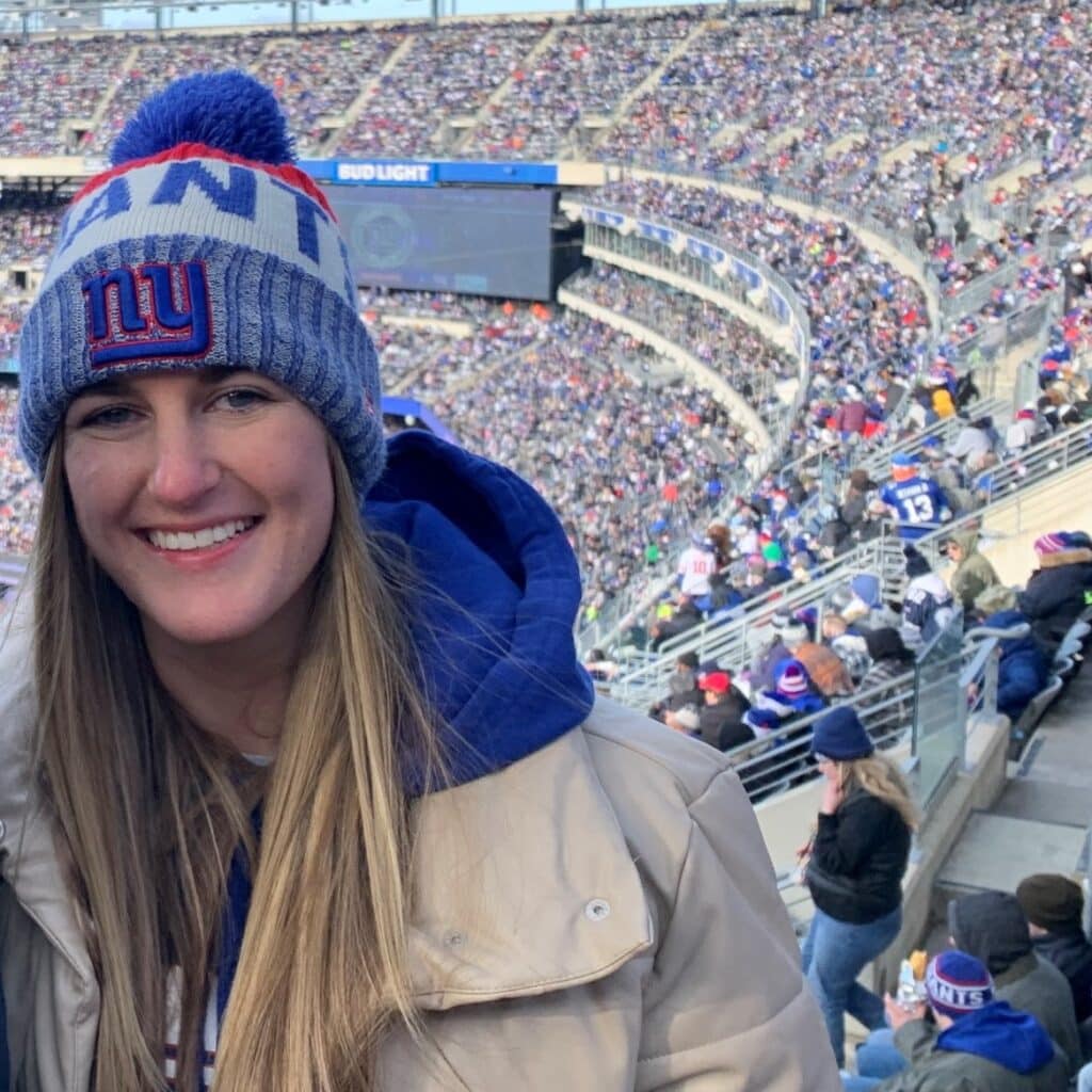 Mary Smyth at New York Giants game