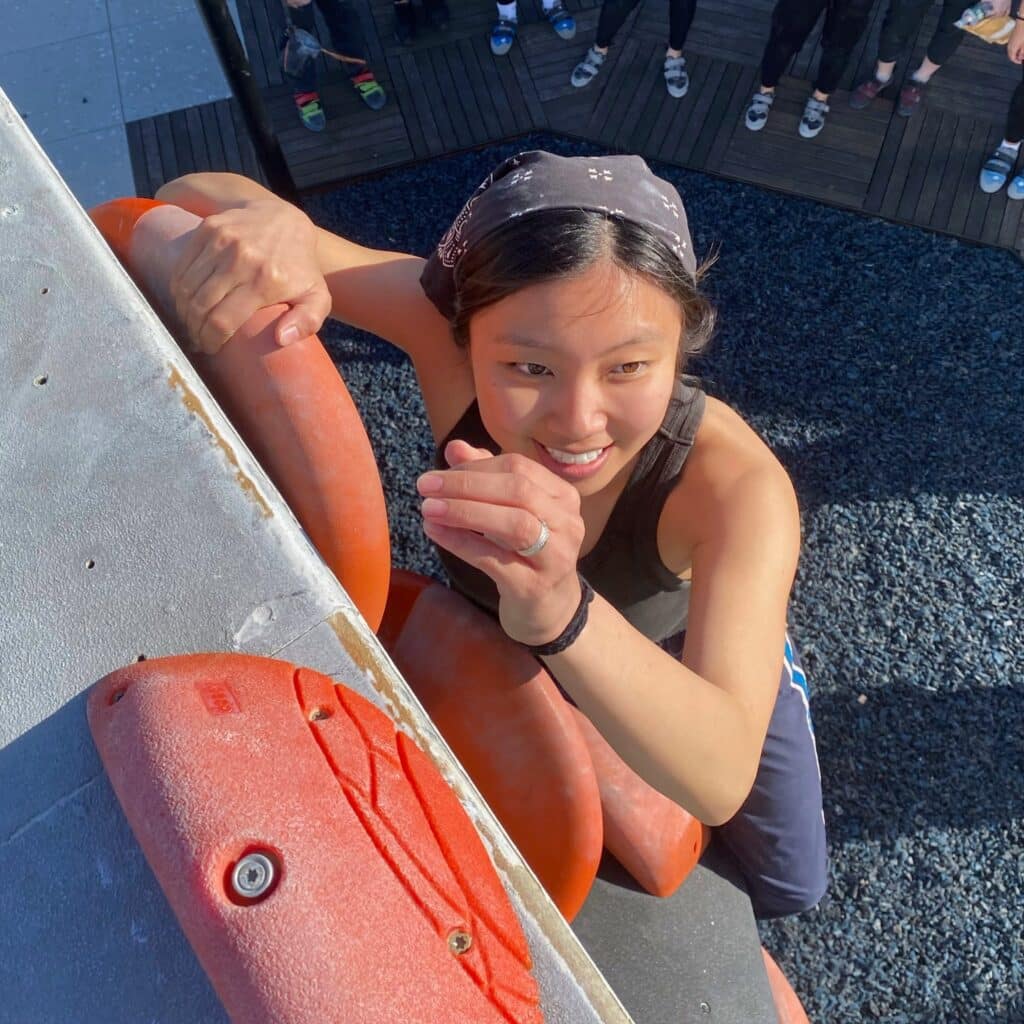 Michaela Chee rock climbing