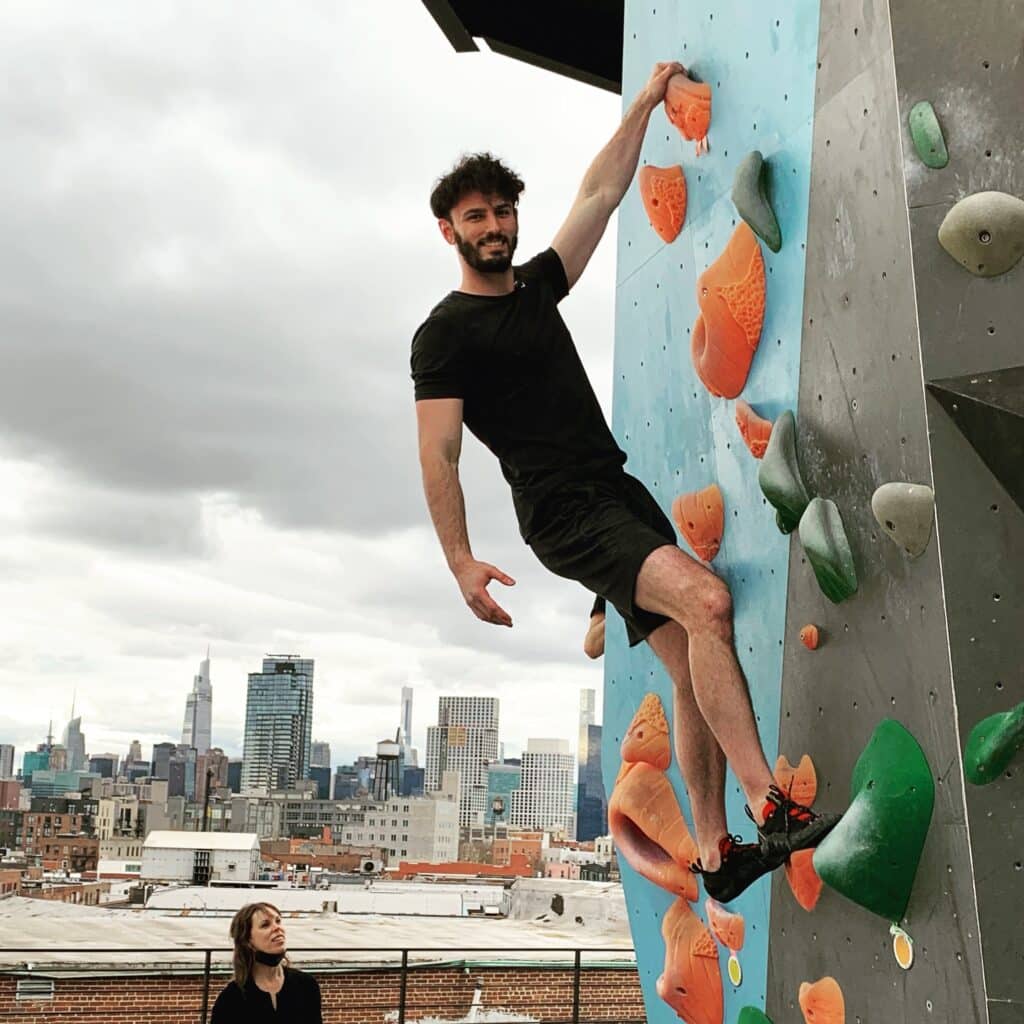 Mike D'Adamo rock climbing