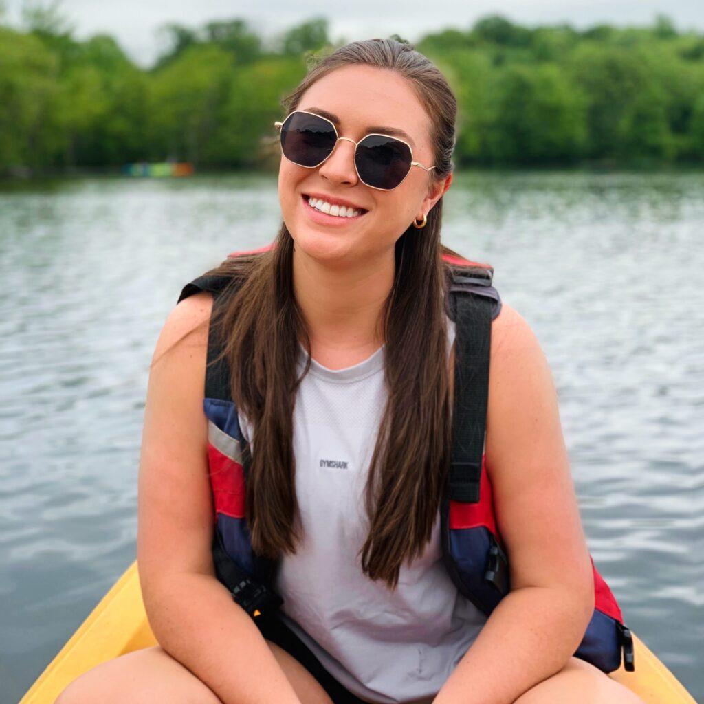 Nadia Filipic in Kayak on lake