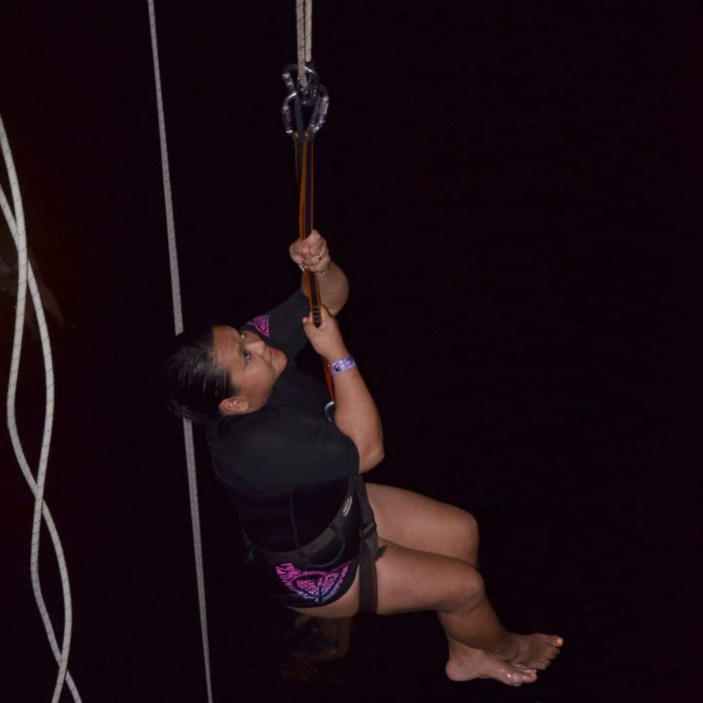 Polimarta Rubenstein on a bungee chord