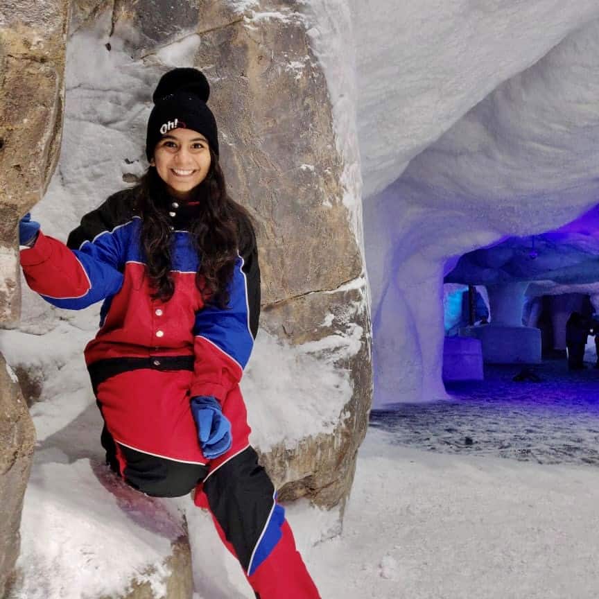 Radhika Thakkar in an ice cave