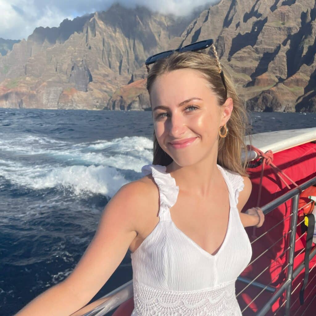 Samantha Meyers on a boat