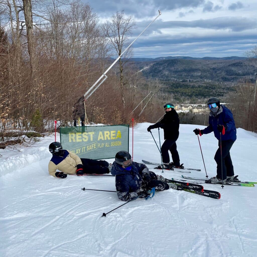 Stratton Drivanos ski picture with friends