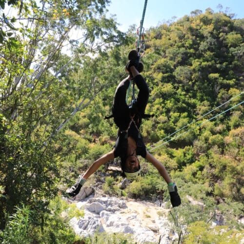 Trisha Sheth zip lining upsode down