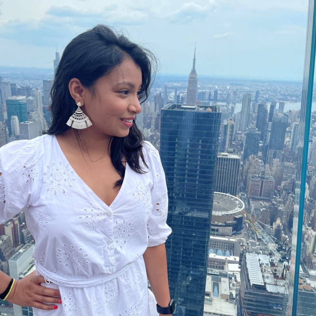 Vrushali Panvelkar portrait on rooftop in Manhattan