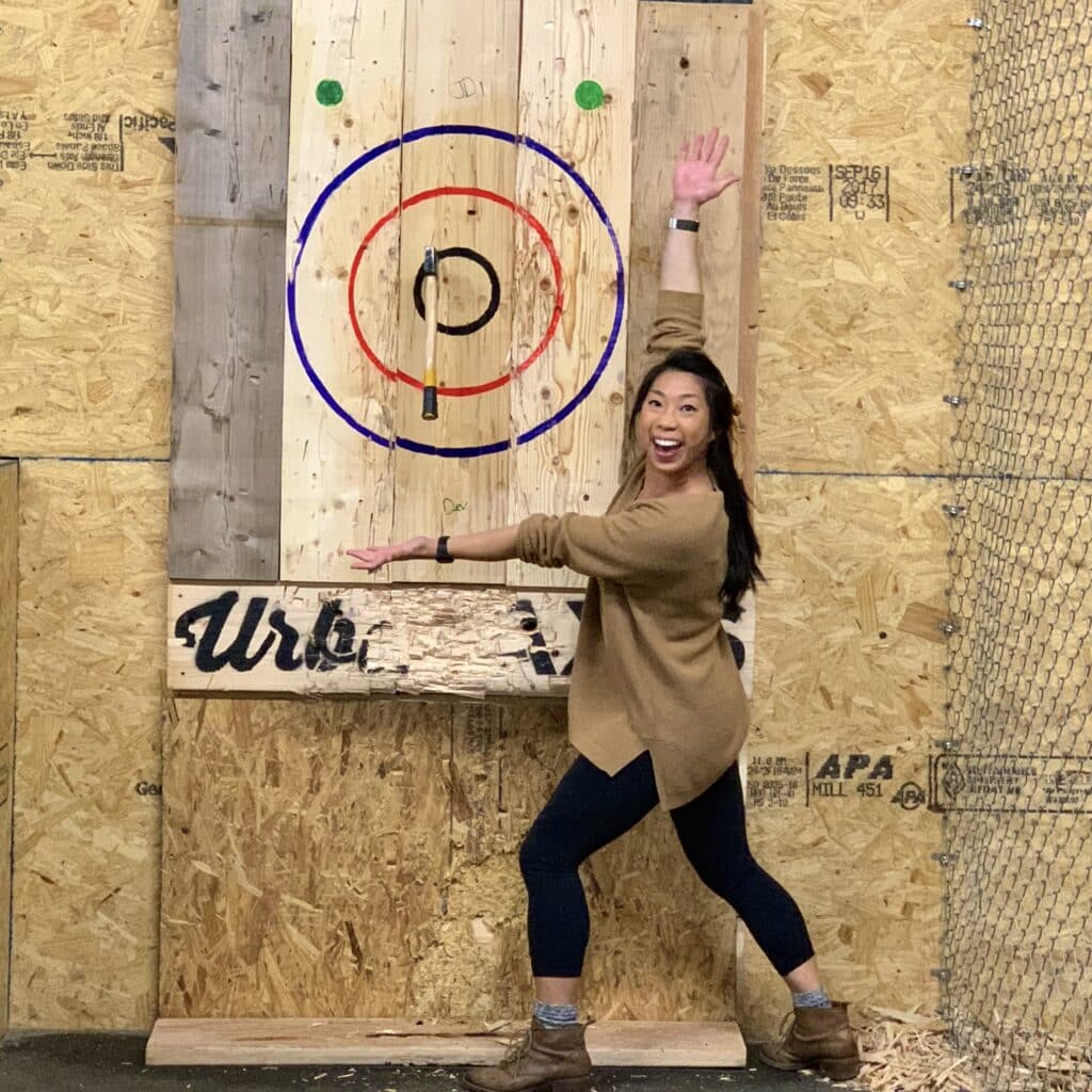 Andrea Kwok axe throwing