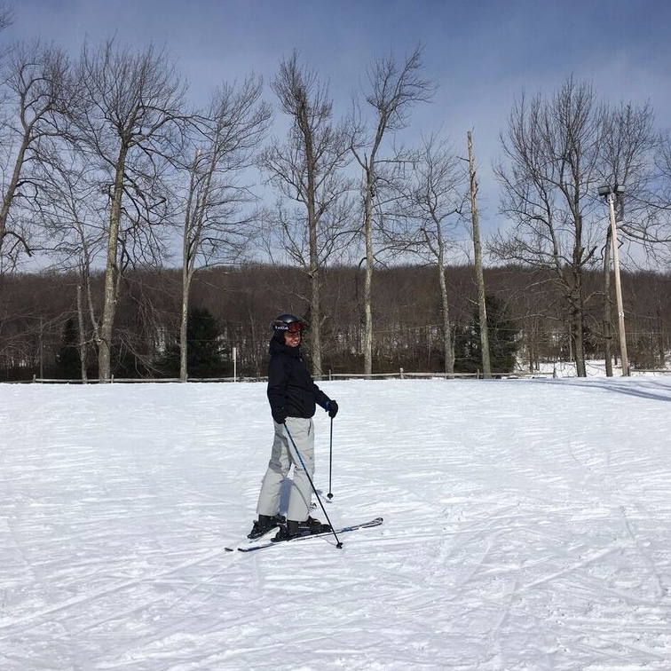 Austin Afshar skiing