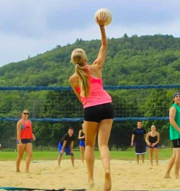 Deirdre McPartland playing volleyball