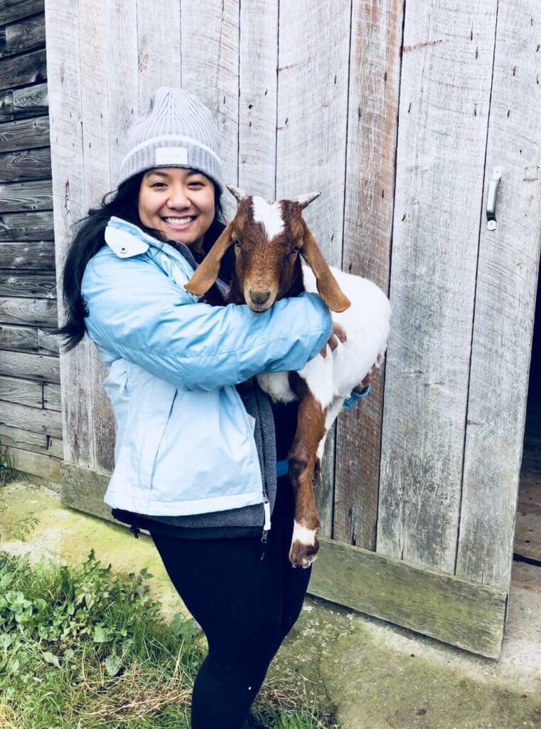 Marivi Lao with goat