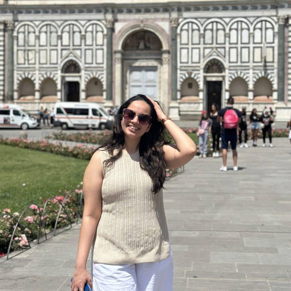 Aashika Shah in front of a capitol building