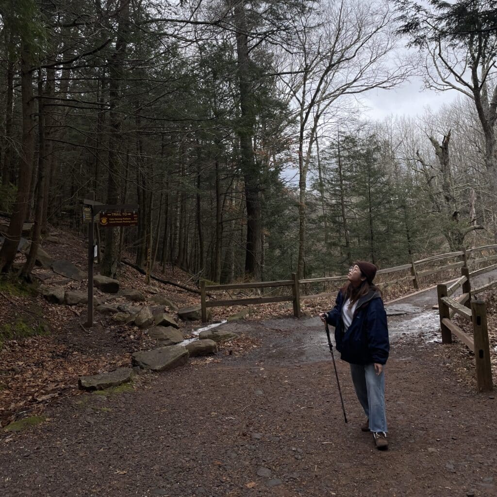 Joanne Chen on a hike in the woods