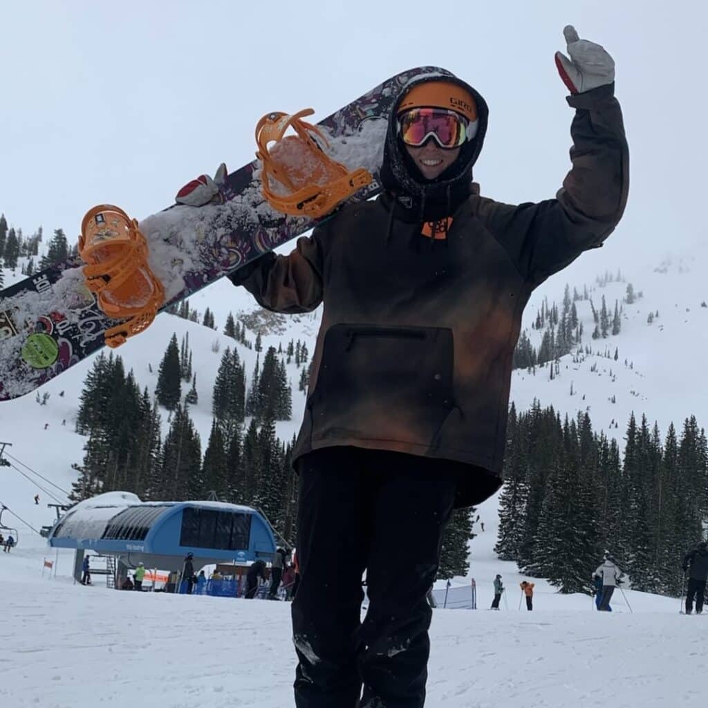 Kelsey Lavin snowboarding