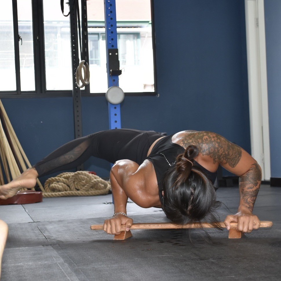 Cara Chow working out