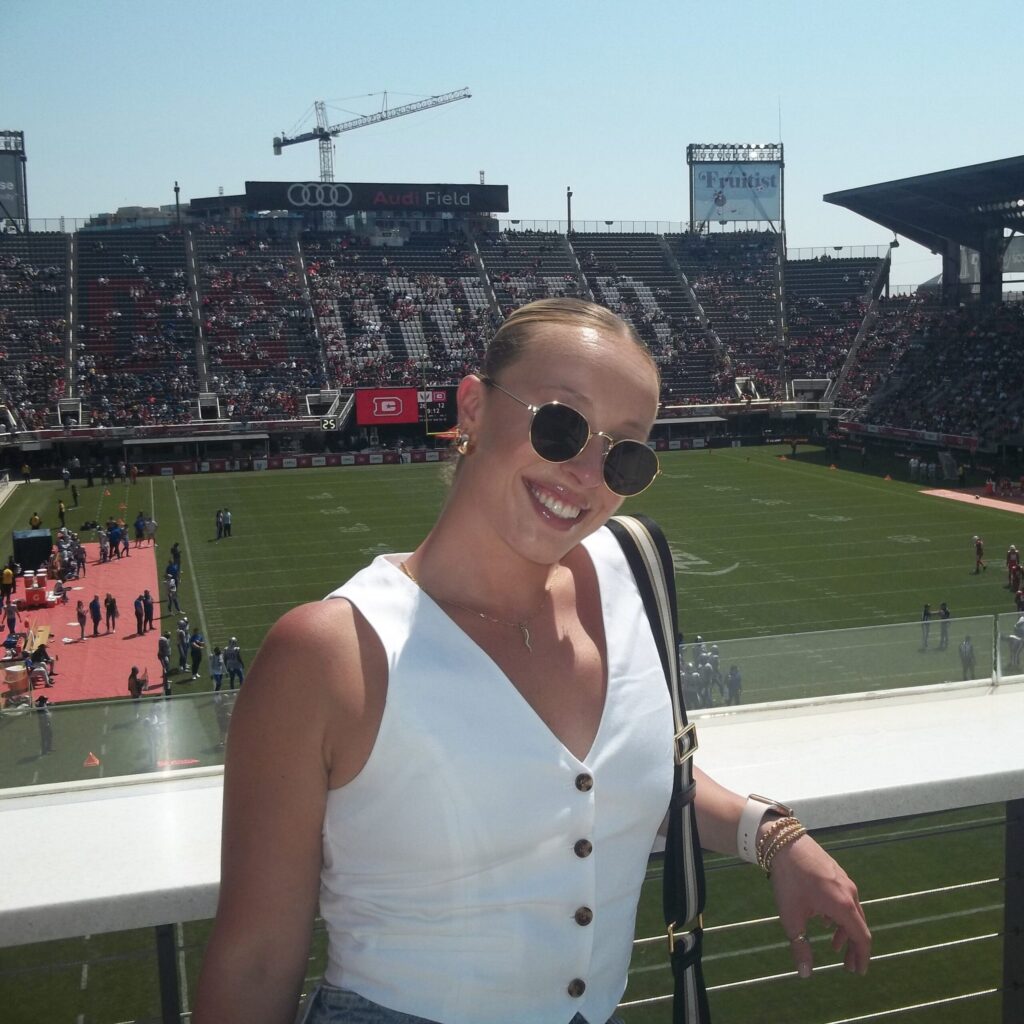 Danielle Freund at a college football game