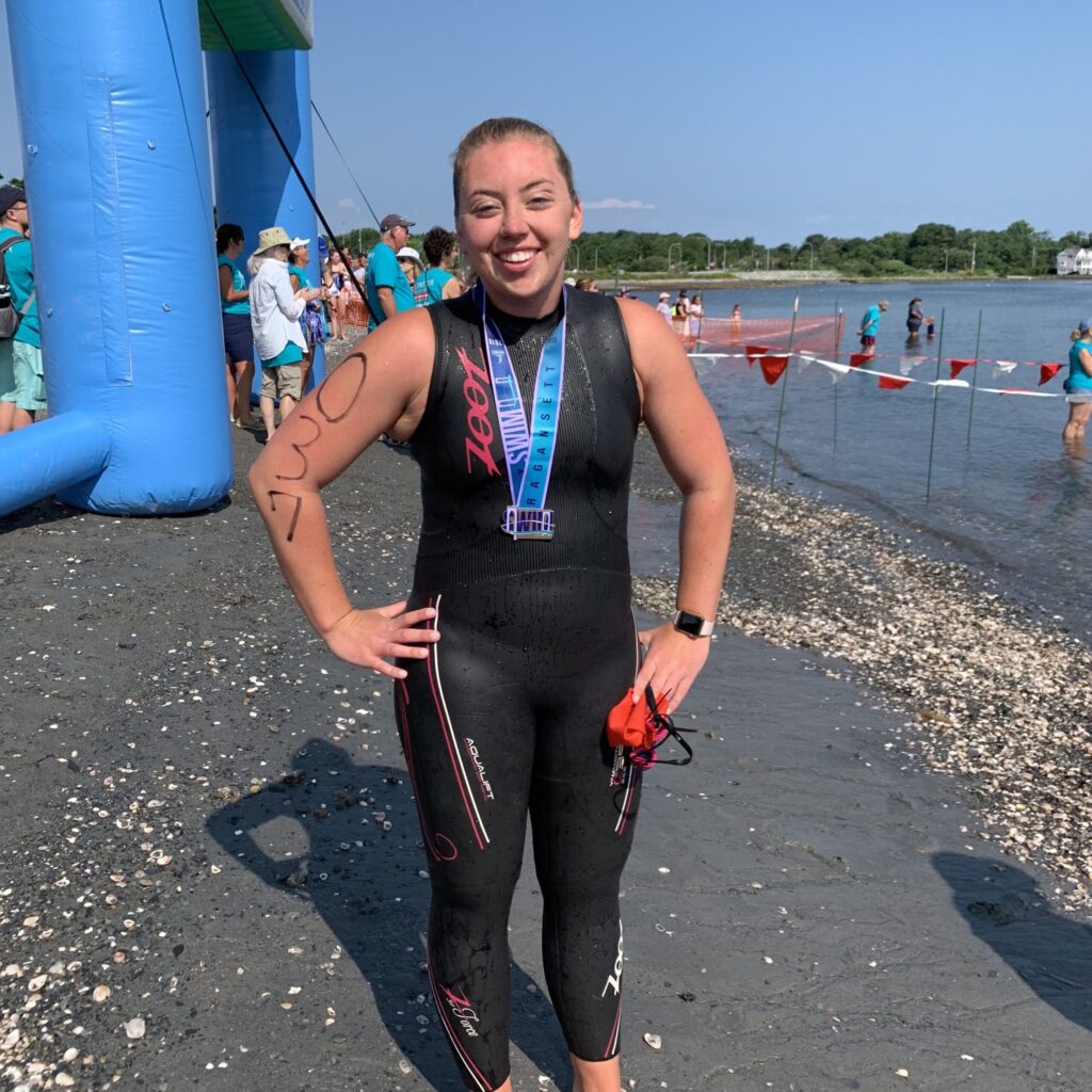 Emily Favreau after a swim race