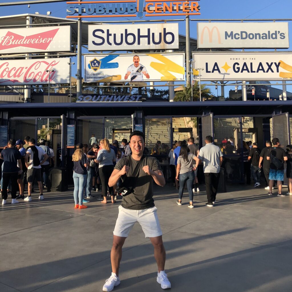 Kyle Kwon at an MLS soccer game