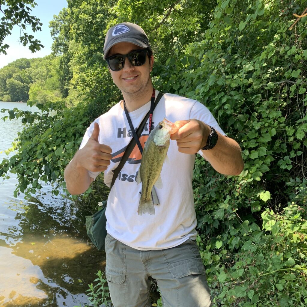 Jonathan Lucchitti catching a fish