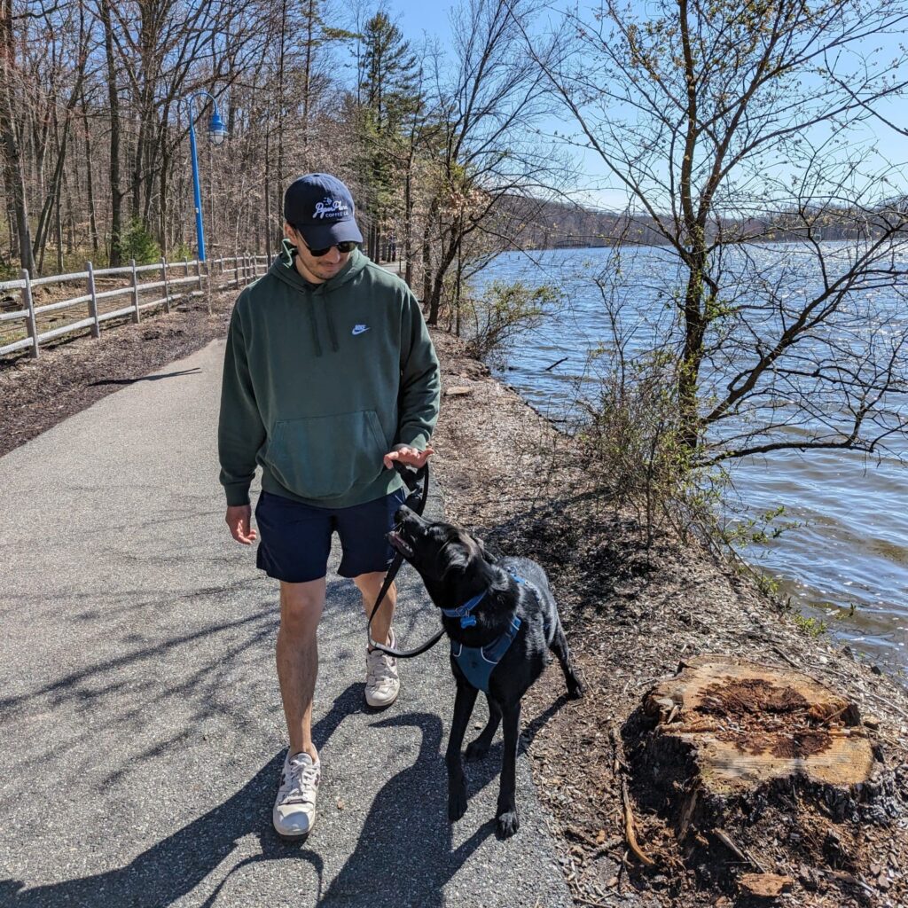 Nikhil Chatlani walking his dog