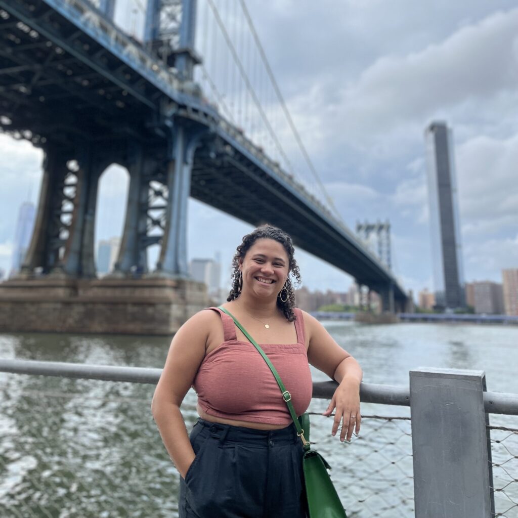 Suzanne Roudebush in front of a bridge